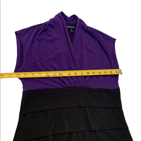 Enfocus Studio Black & Purple Midi Dress Size 10 - Picture 10 of 16